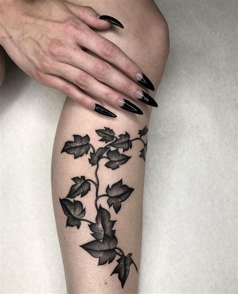 realistic black ivy tattoo